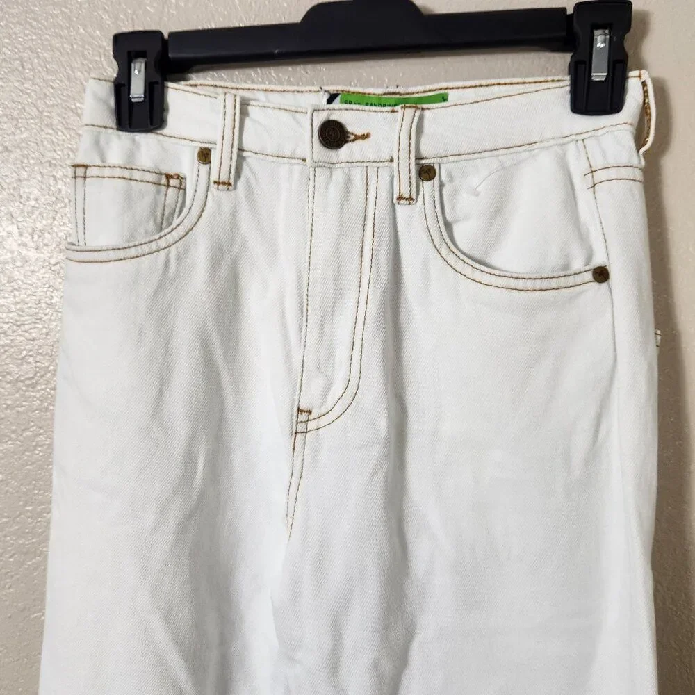 NWT Sandrine Rose X Free People White Straight Leg Jeans Size 24